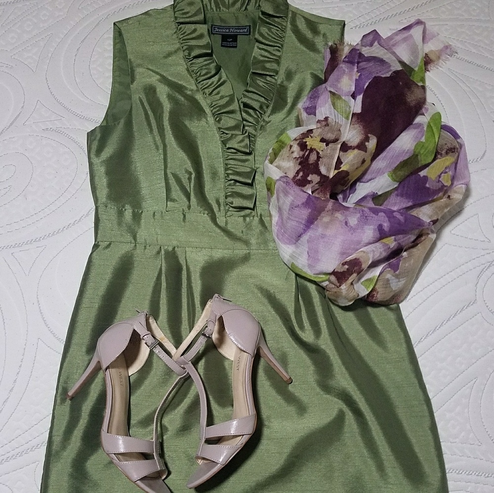 Ruffle Neckline Sheath Dress
